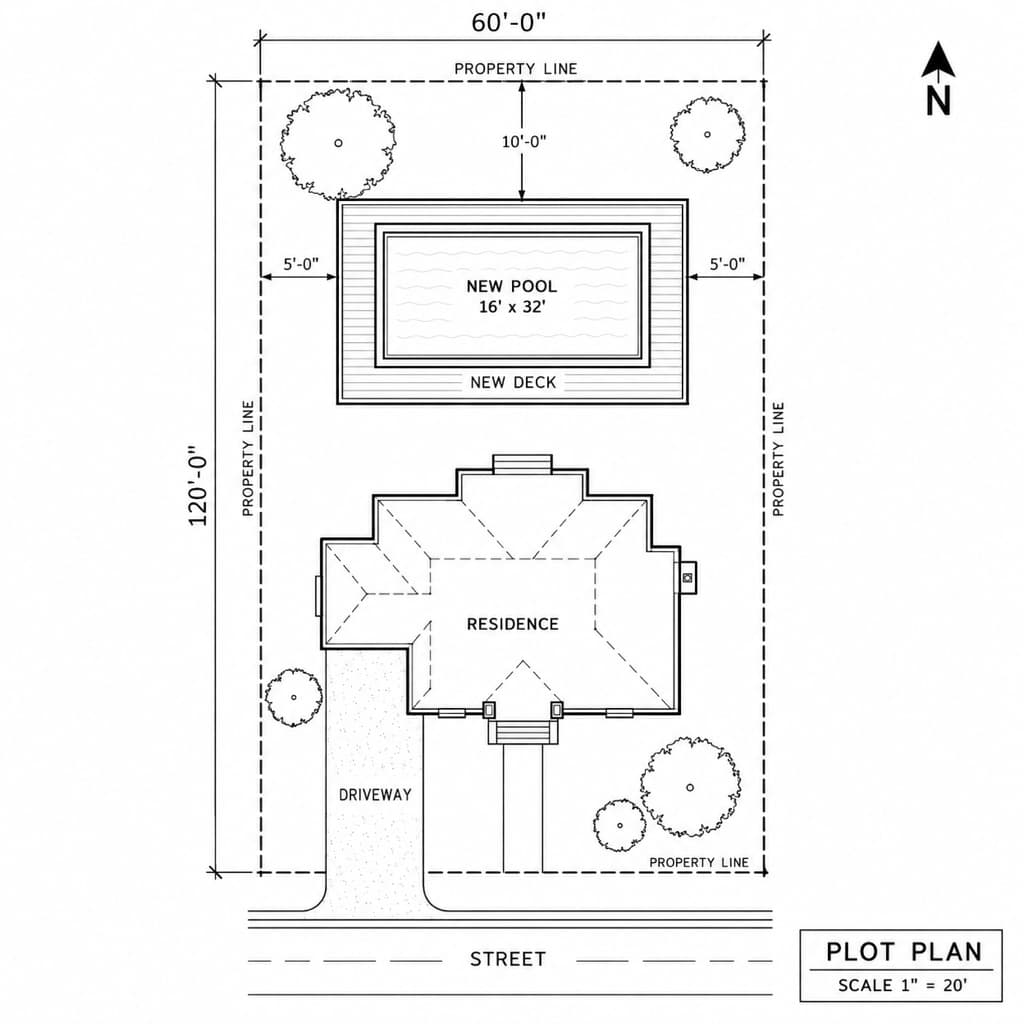 Pool and deck setbacks