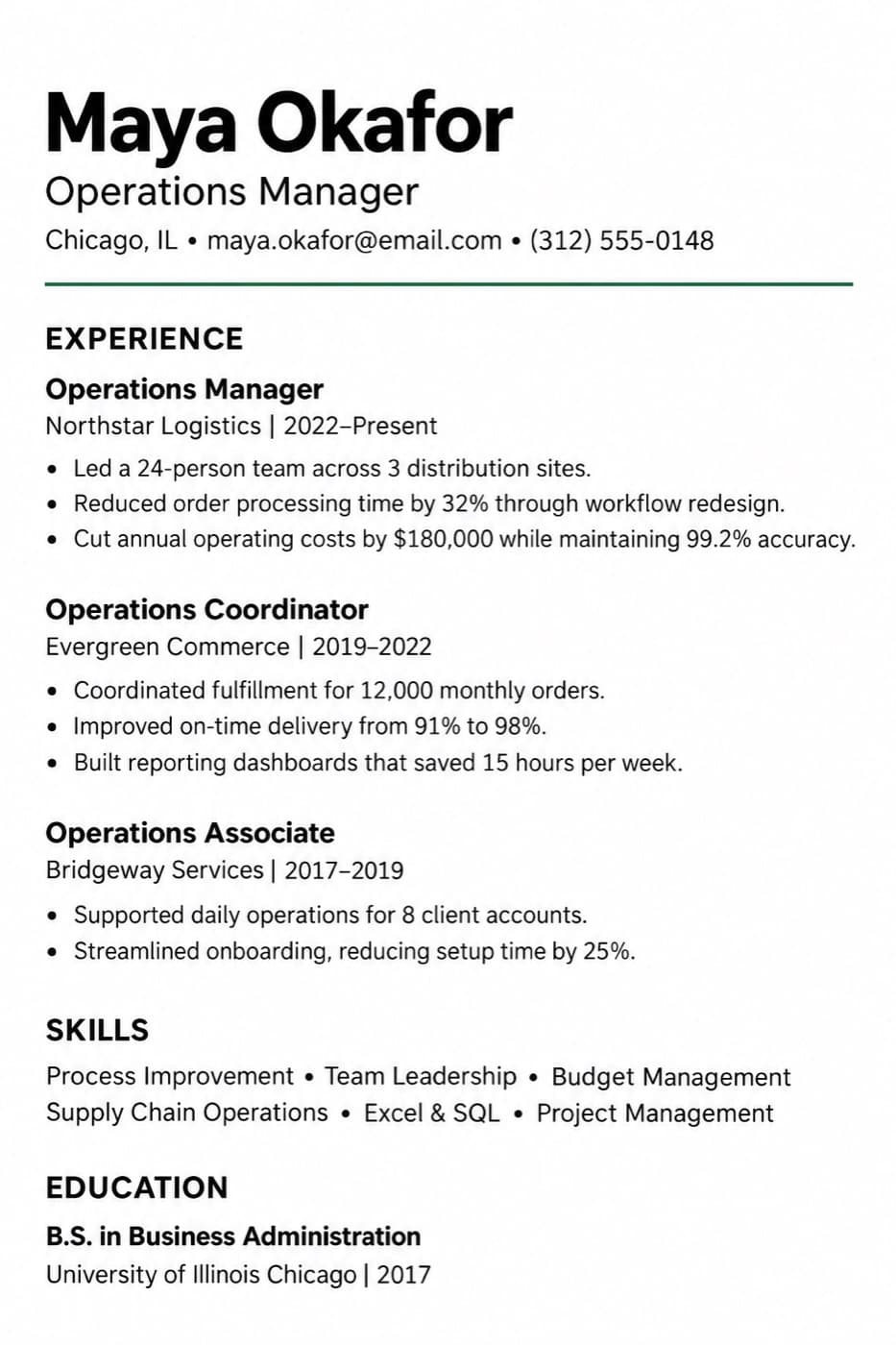 Operations manager, one posting
