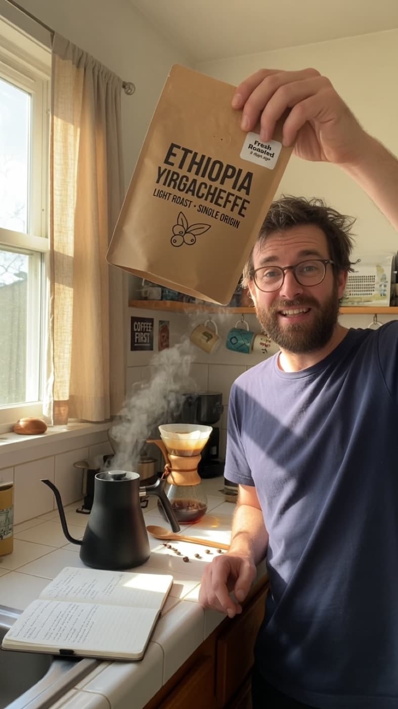 Coffee bag, three cuts